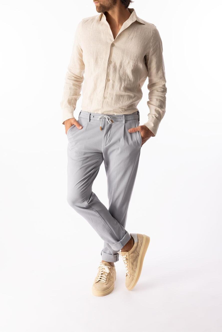 Eleventy Mens LS Linen Shirt in Sand M